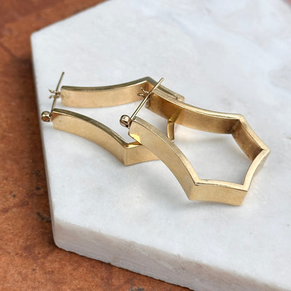 Estate 14KT Yellow Gold Large Geometric Hoop Earrings