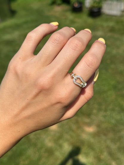 Estate 10KT Yellow Gold Diamond Horse Bit Ring