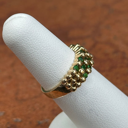 Estate 14KT Yellow Gold Tsavorite Garnet Beaded Band Ring