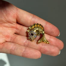 Load image into Gallery viewer, Estate Jeff Cooper 18KT Yellow Gold Pave Diamond + Ruby Fish Brooch