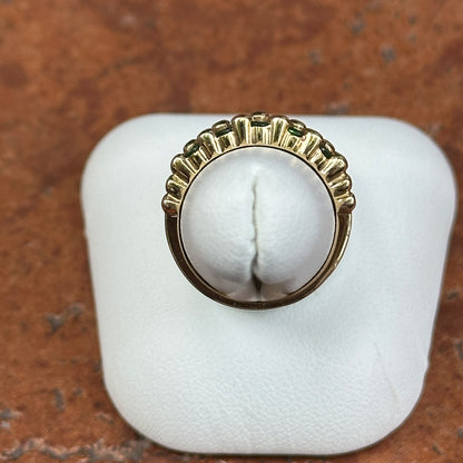 Estate 14KT Yellow Gold Tsavorite Garnet Beaded Band Ring