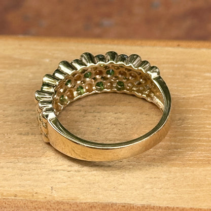 Estate 14KT Yellow Gold Tsavorite Garnet Beaded Band Ring