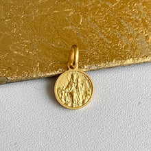 Load image into Gallery viewer, 18KT Yellow Gold Matte Carmine Scapolare Medal Pendant Charm 10mm