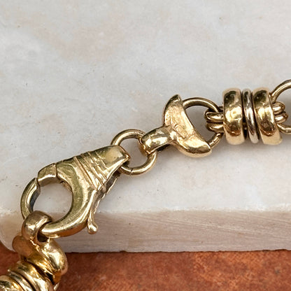Estate 14KT Yellow Gold Ball + Double Rings Chain Bracelet - LSJ