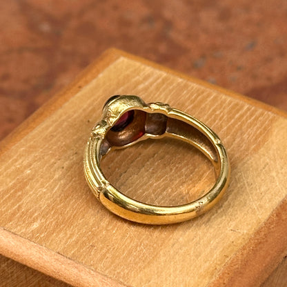 Estate 18KT Yellow Gold Oval Rhodolite Garnet Etruscan Ring