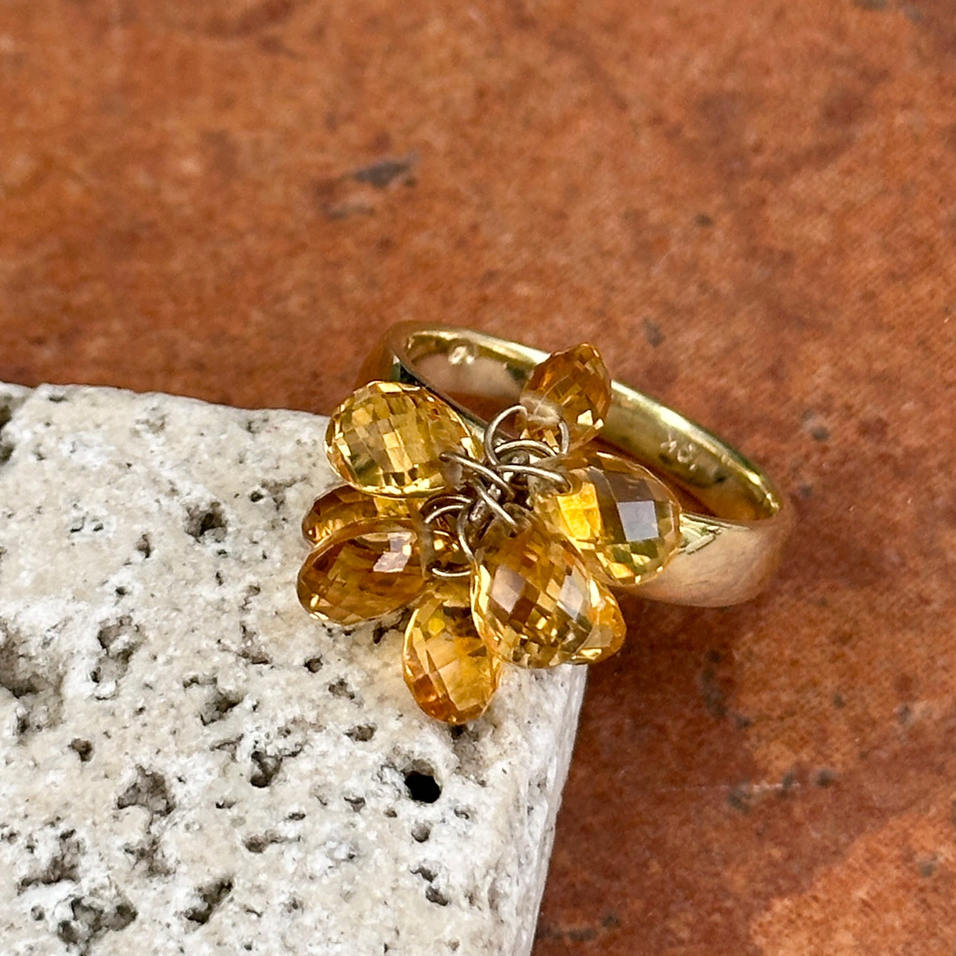 Estate 10KT Yellow Gold Briolette Citrine Ring - LSJ