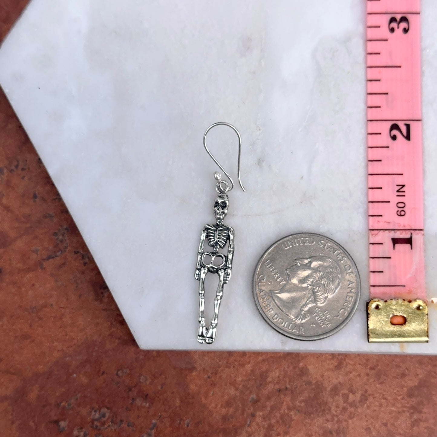 Sterling Silver Antiqued Skeleton Dangle Earrings