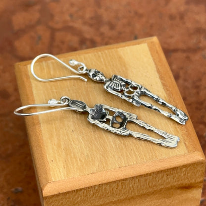 Sterling Silver Antiqued Skeleton Dangle Earrings