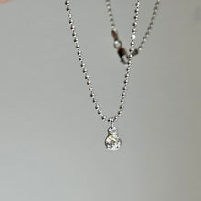 Load image into Gallery viewer, Estate 18KT White Gold Round Diamond Pendant Ball Chain Necklace