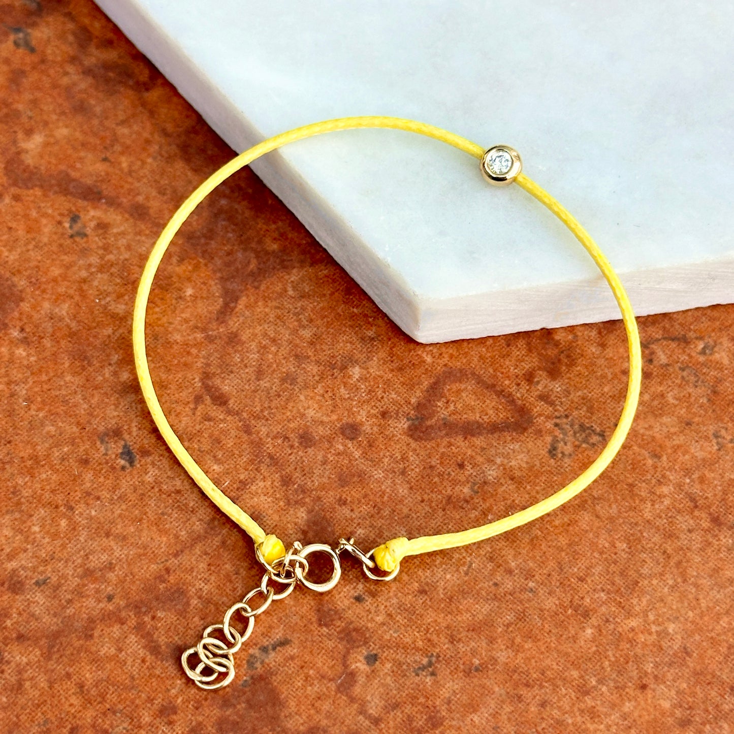 14KT Yellow Gold Yellow Silk Cord Diamond Bracelet - LSJ