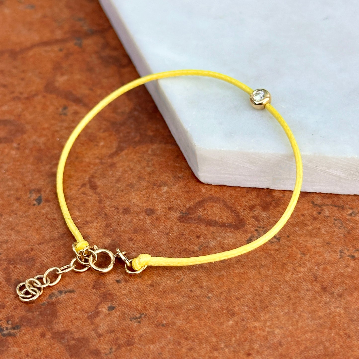 14KT Yellow Gold Yellow Silk Cord Diamond Bracelet - LSJ