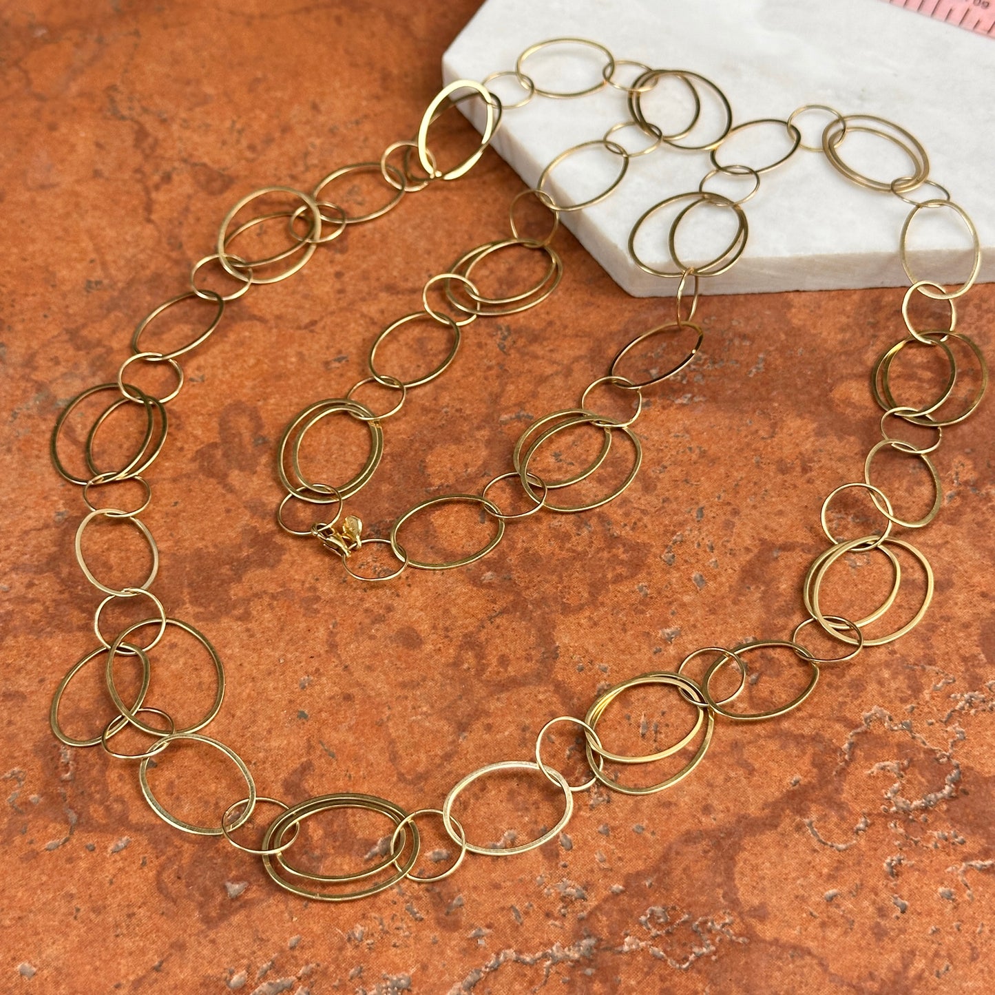 Estate 14KT Yellow Gold Oval Links Chain Necklace 33"