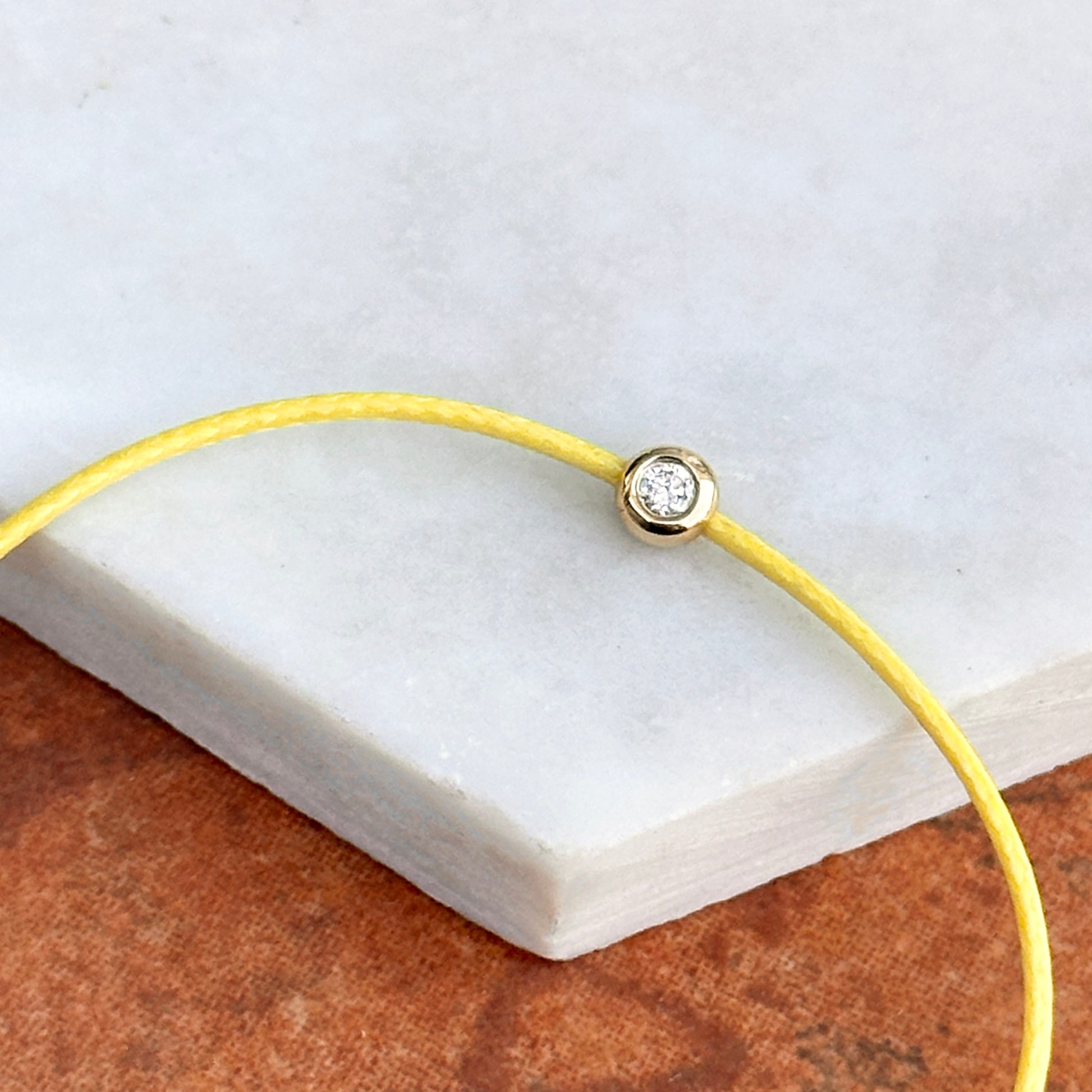 14KT Yellow Gold Yellow Silk Cord Diamond Bracelet - LSJ