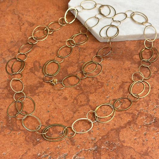Estate 14KT Yellow Gold Oval Links Chain Necklace 33"