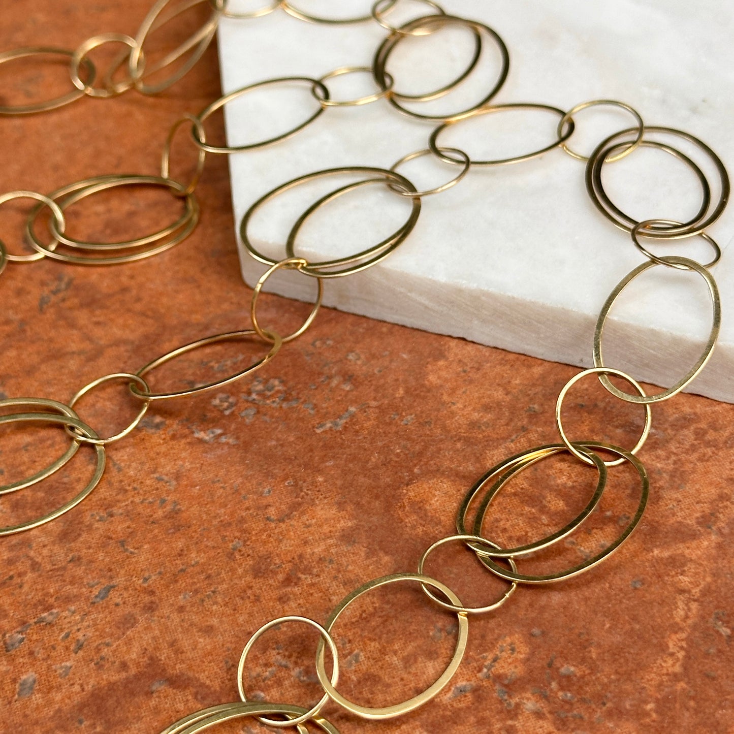 Estate 14KT Yellow Gold Oval Links Chain Necklace 33"