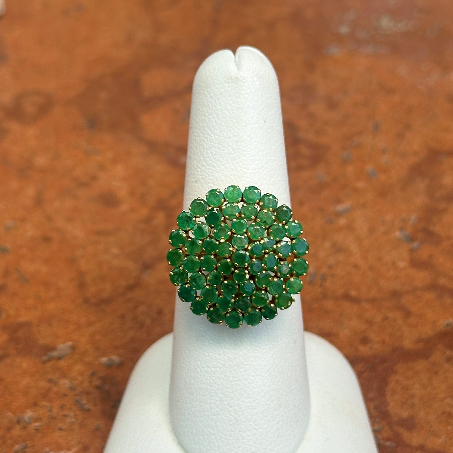 Estate 18K Yellow Gold Emerald Pyramid Style Ring