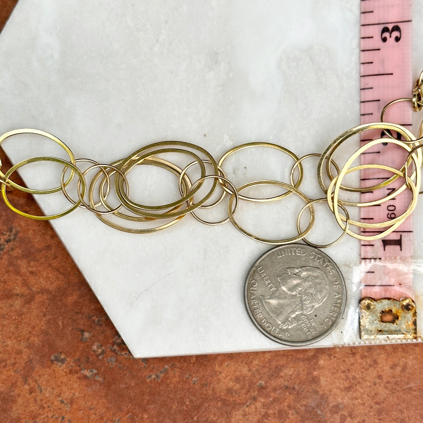 Estate 14KT Yellow Gold Oval Links Chain Necklace 33"