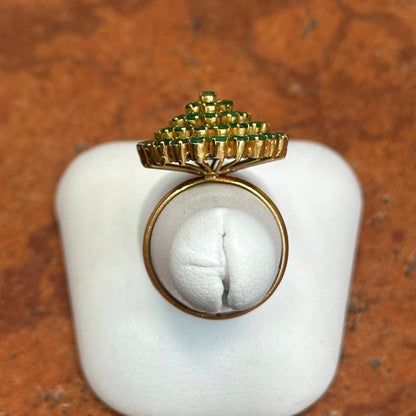 Estate 18K Yellow Gold Emerald Pyramid Style Ring