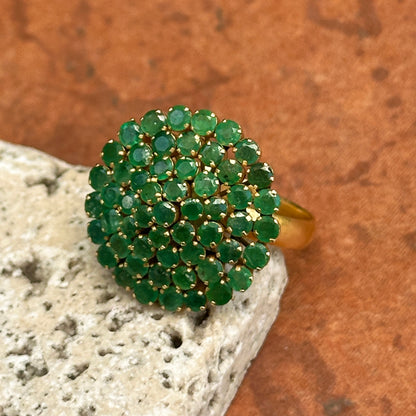 Estate 18K Yellow Gold Emerald Pyramid Style Ring