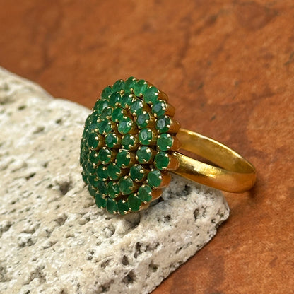 Estate 18K Yellow Gold Emerald Pyramid Style Ring