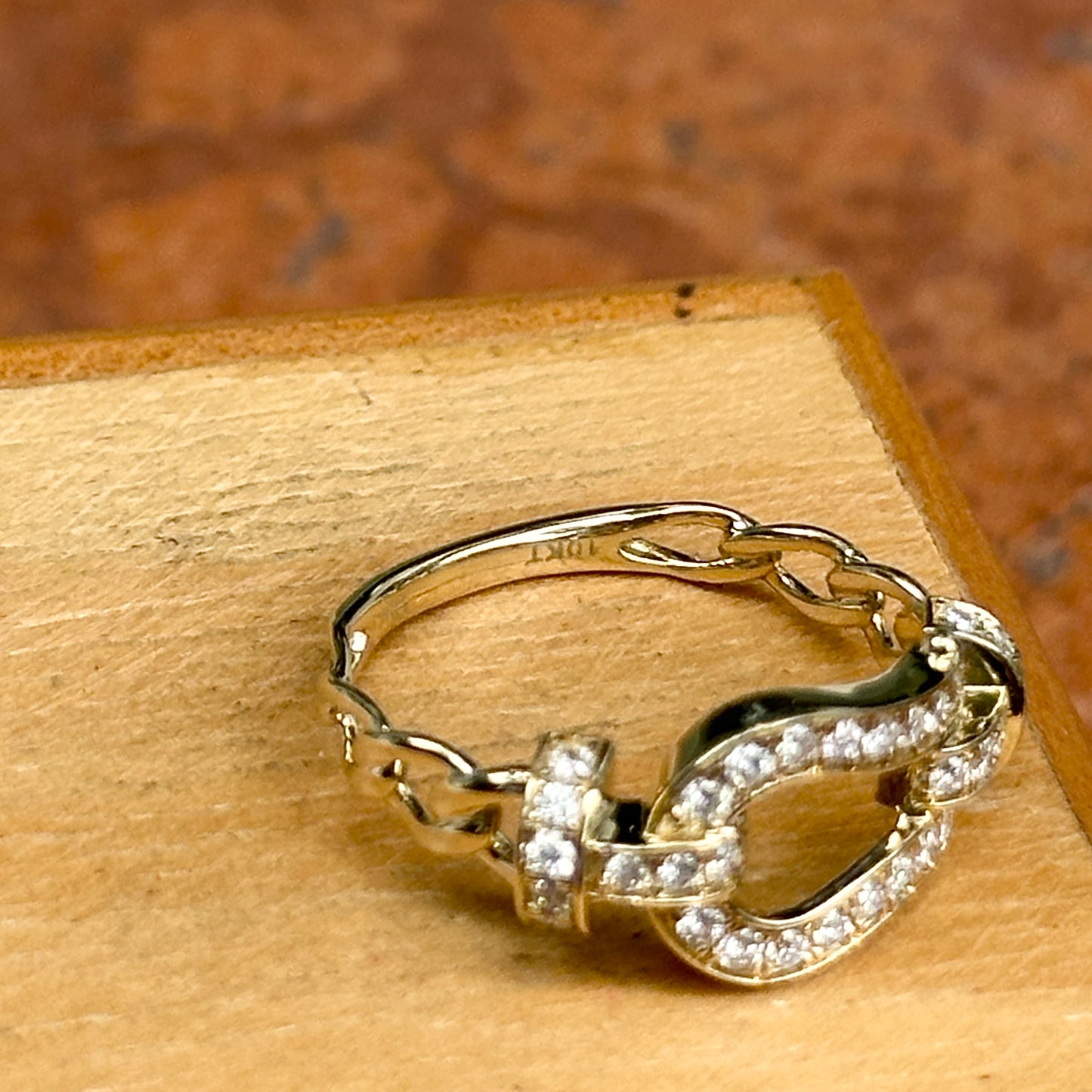 Estate 10KT Yellow Gold Diamond Horse Bit Ring
