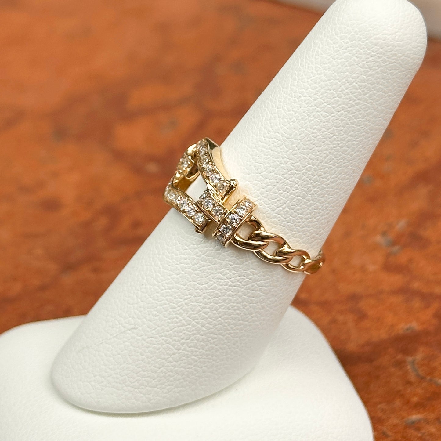 Estate 10KT Yellow Gold Diamond Horse Bit Ring