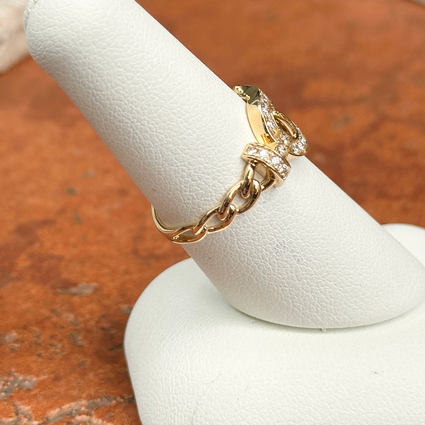 Estate 10KT Yellow Gold Diamond Horse Bit Ring
