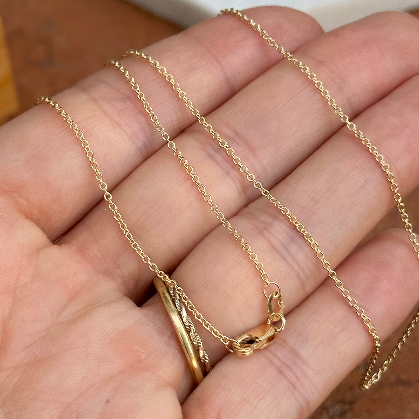 10KT Yellow Gold 1.2mm Cable Chain Necklace