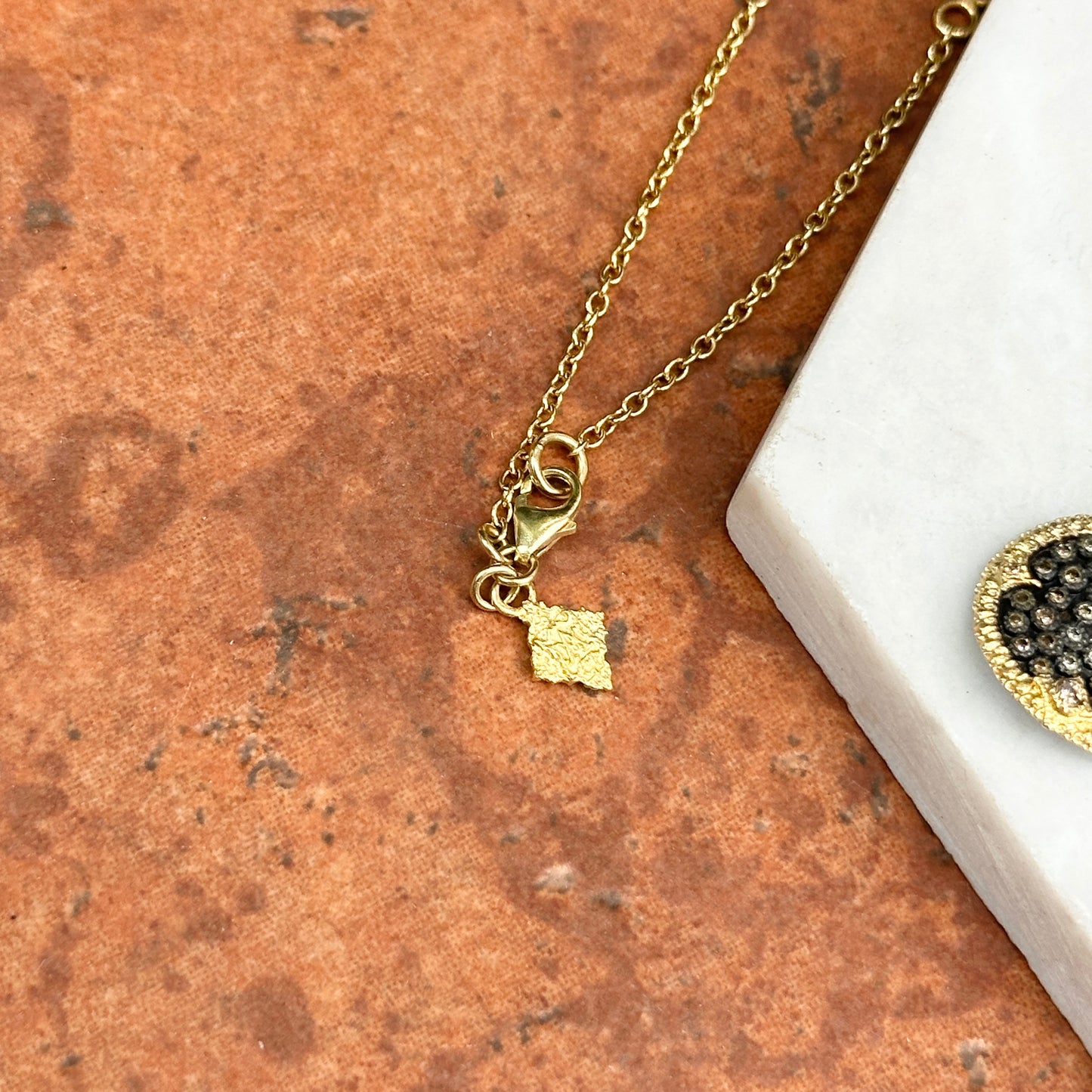 Estate 18KT Yellow Gold Concave Diamond Disc Necklace