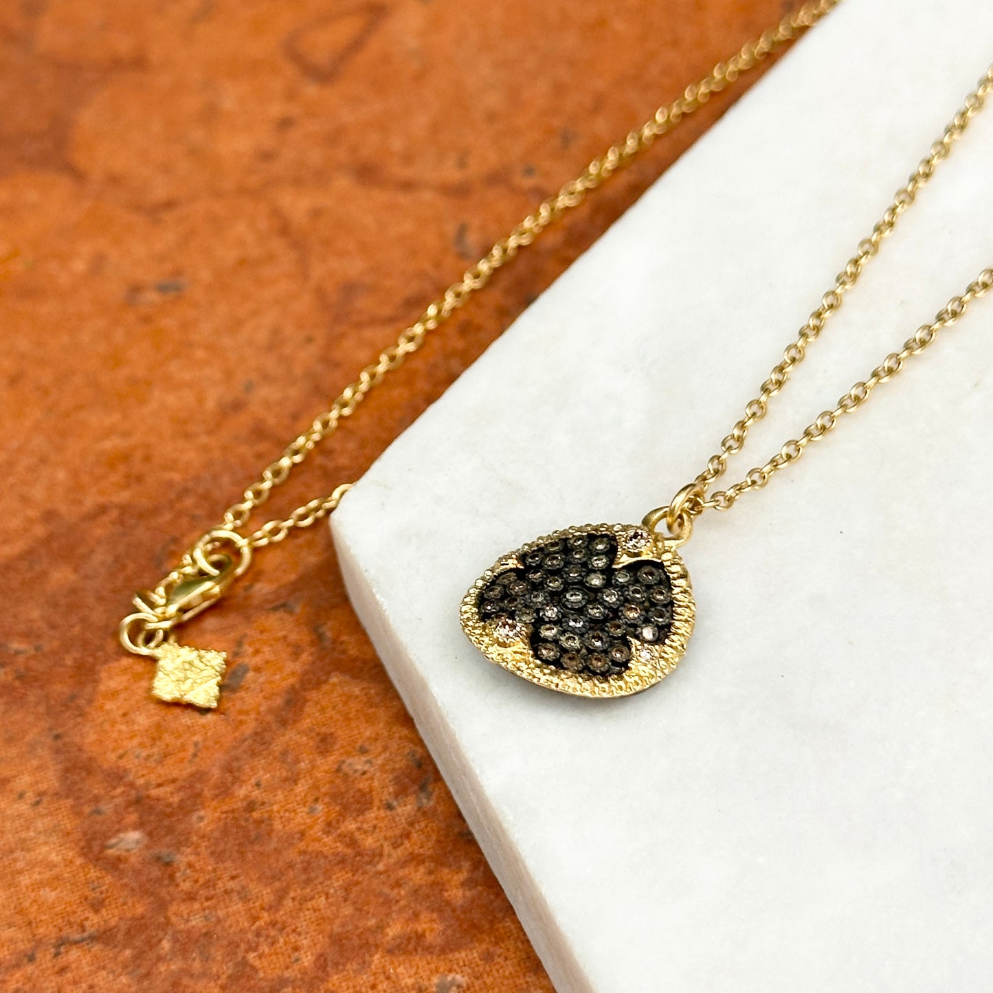 Estate 18KT Yellow Gold Concave Diamond Disc Necklace