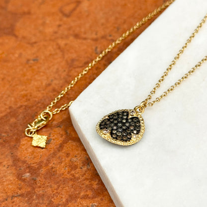 Estate 18KT Yellow Gold Concave Diamond Disc Necklace