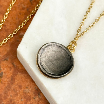 Estate 18KT Yellow Gold Concave Diamond Disc Necklace