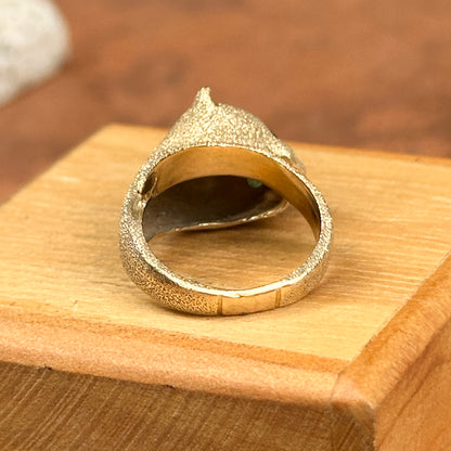 Estate 14KT Yellow Gold Sandblasted Panther Emerald Ring