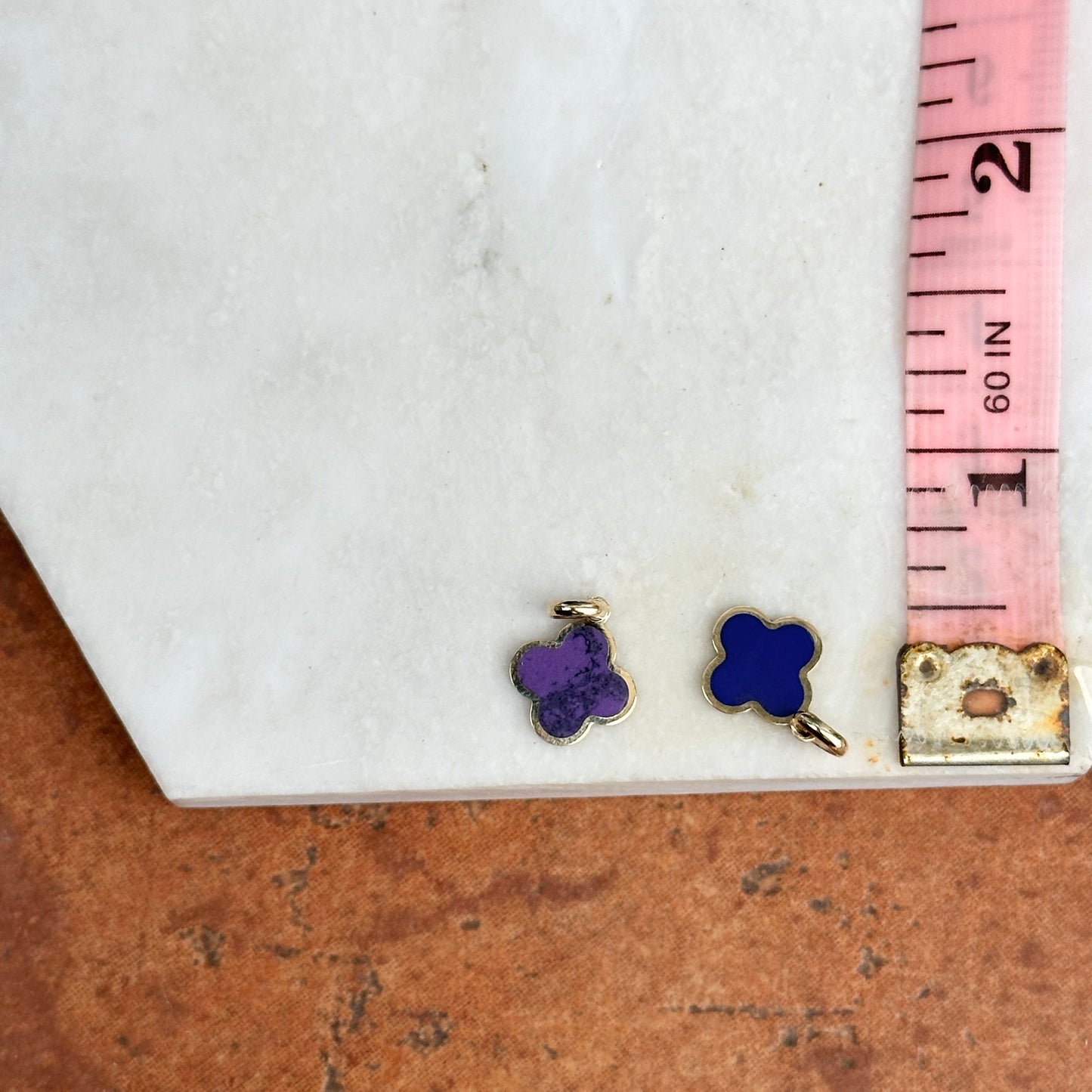 14KT Yellow Gold Amethyst  Inlayed 4-Leaf Clover Charm/Pendant - LSJ