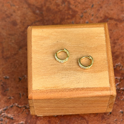 Sterling Silver Yellow Gold-Plated Tiny Cubic Zirconia Huggie Earrings