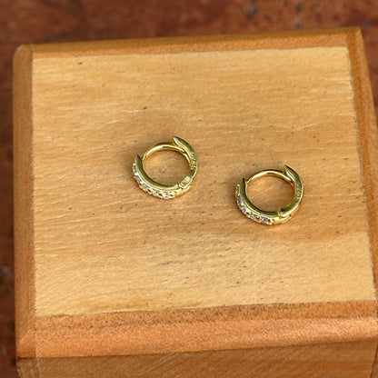 Sterling Silver Yellow Gold-Plated Tiny Cubic Zirconia Huggie Earrings