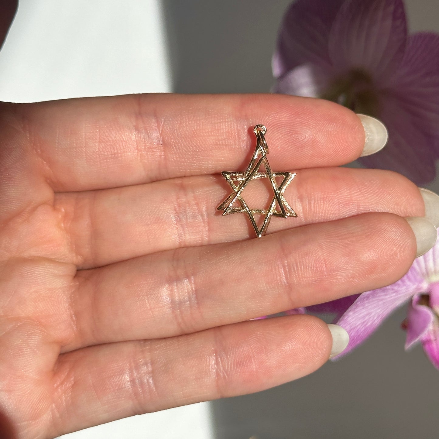 14KT Yellow Gold Matte 3D Star of David Pendant