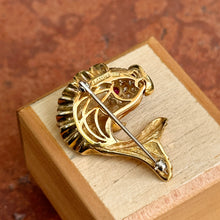 Load image into Gallery viewer, Estate Jeff Cooper 18KT Yellow Gold Pave Diamond + Ruby Fish Brooch