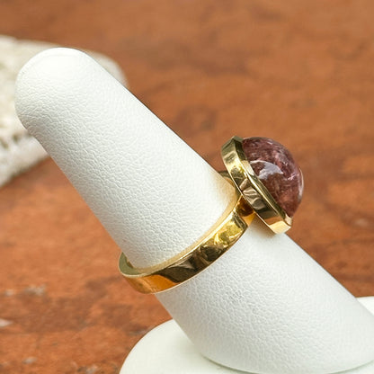 Estate 18KT Yellow Gold Bezel Cushion-Cut Pink Tourmaline Ring