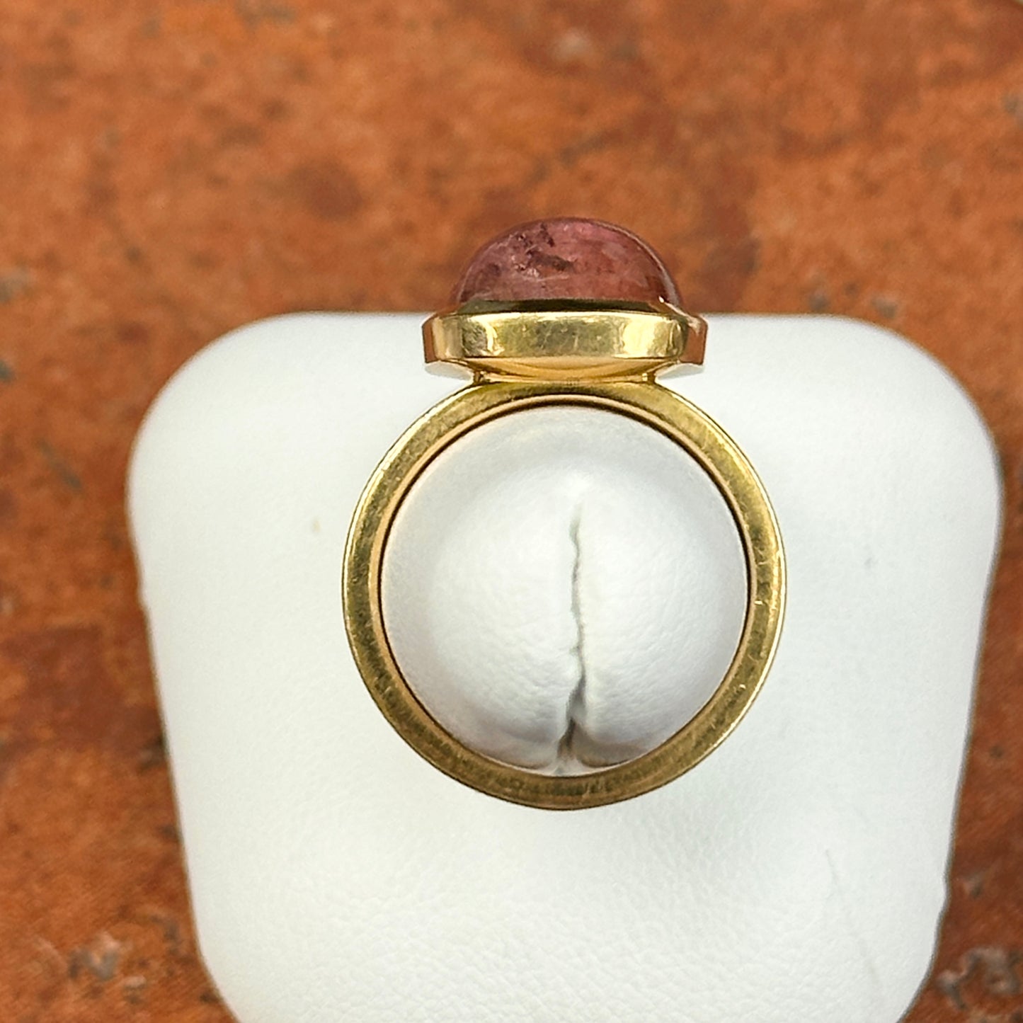 Estate 18KT Yellow Gold Bezel Cushion-Cut Pink Tourmaline Ring