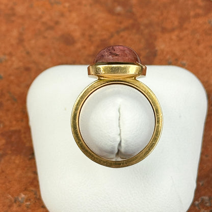 Estate 18KT Yellow Gold Bezel Cushion-Cut Pink Tourmaline Ring