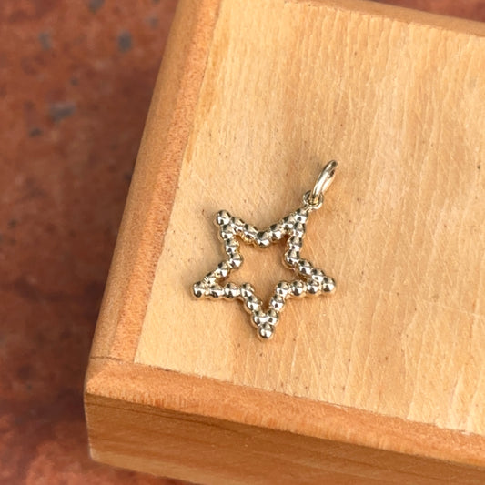 14KT Yellow Gold Beaded Star Small Pendant Charm