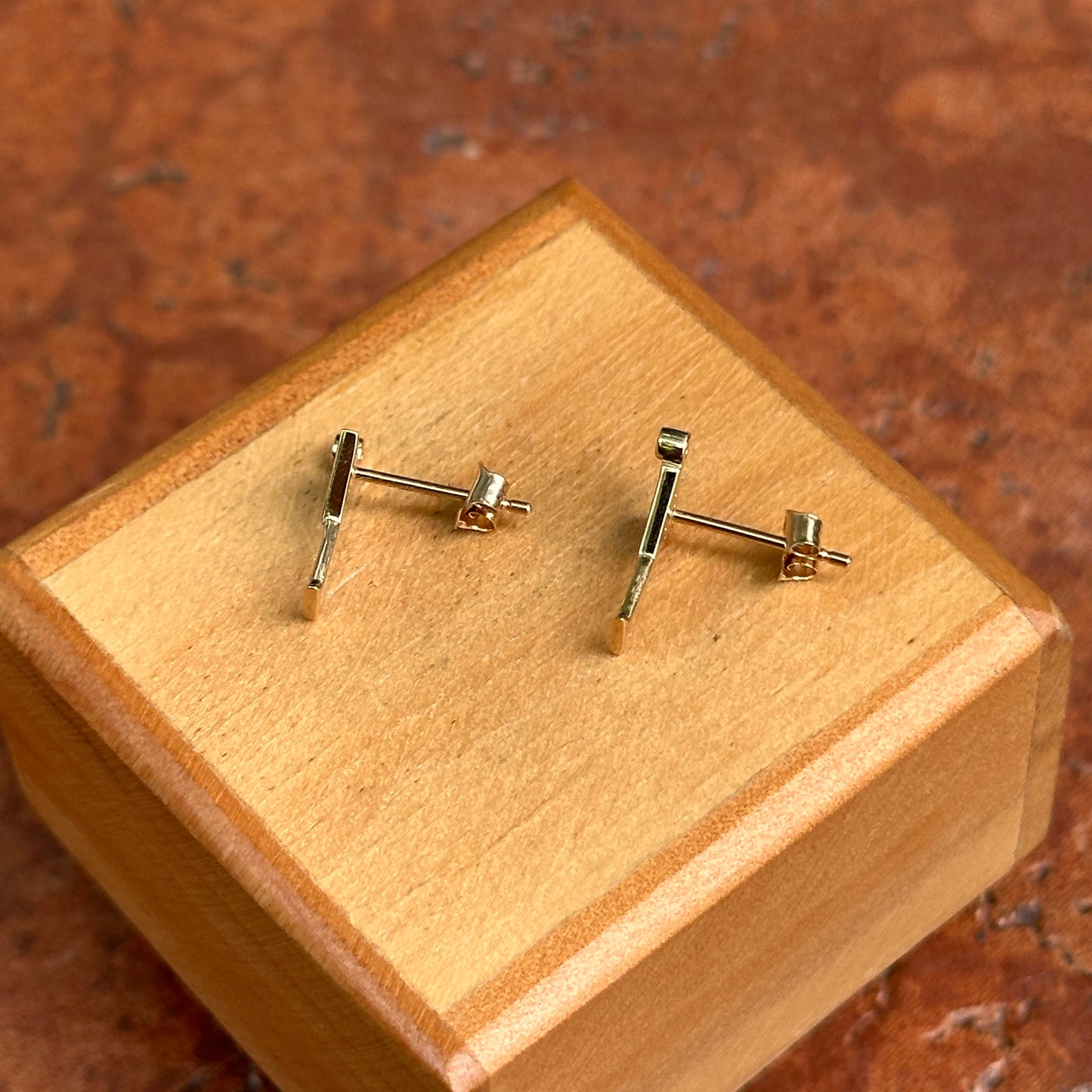 14KT Yellow Gold Pave Diamond Martini Glass Stud Earrings