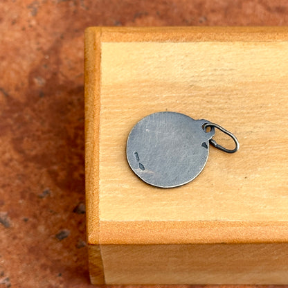 Sterling Silver Antiqued St Lucia Medal Pendant 16mm - LSJ