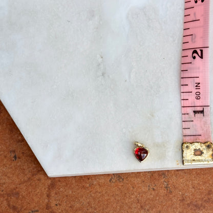 14KT Yellow Gold Cabochon Mozambique Garnet Heart Pendant Charm - LSJ