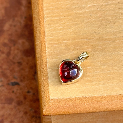 14KT Yellow Gold Cabochon Mozambique Garnet Heart Pendant Charm - LSJ