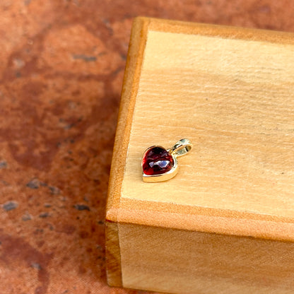14KT Yellow Gold Cabochon Mozambique Garnet Heart Pendant Charm - LSJ