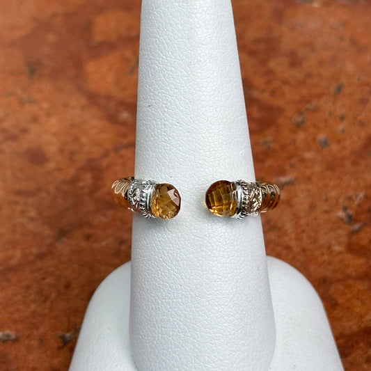 14KT Yellow Gold Checkerboard Citrine Twisted Ring