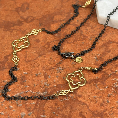 Estate 18KT Yellow Gold Armenta Black Rhodium Chain Necklace 37"