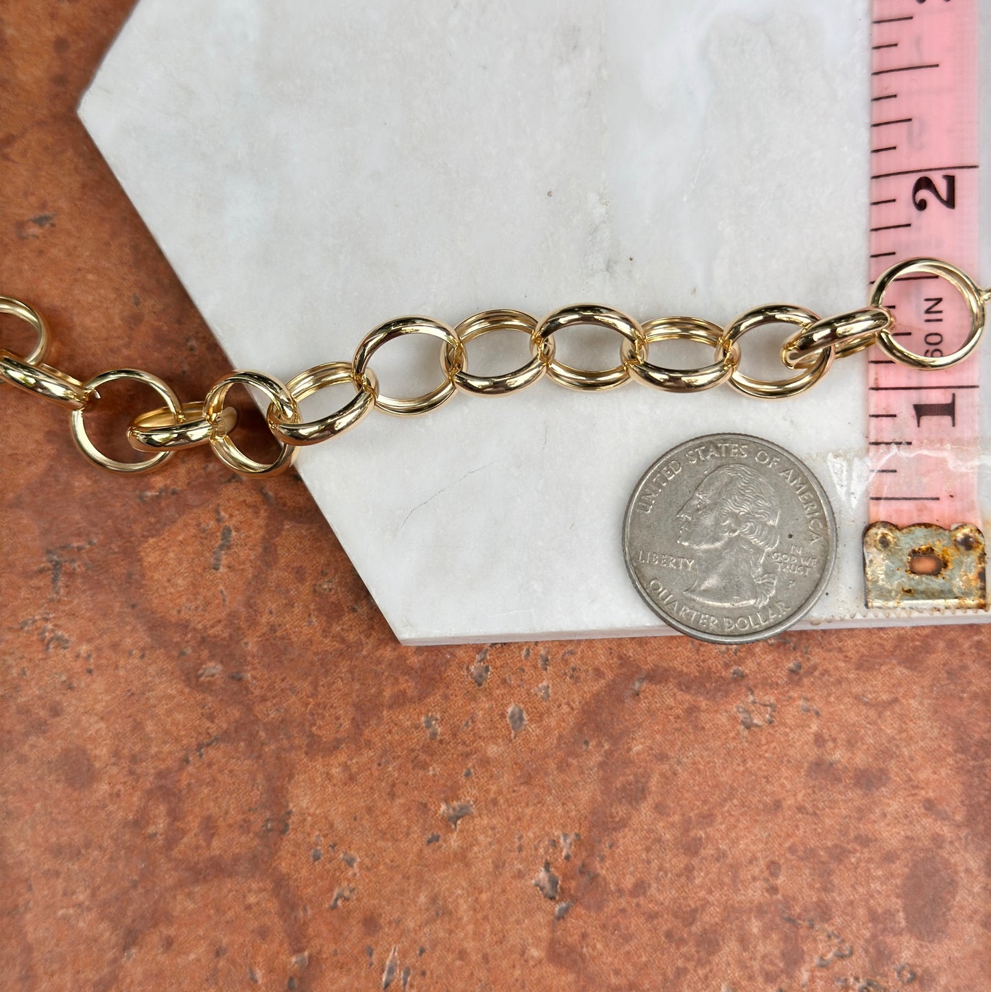 Estate 14KT Yellow Gold 13mm Rolo Chain Bracelet